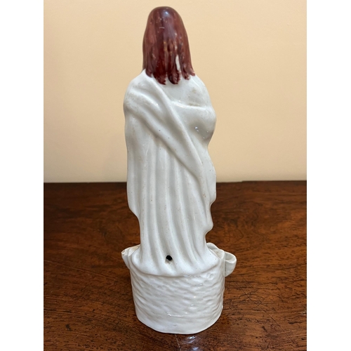 181 - Antique Water Font with Jesus Standing Over A Shell (10 cm W x 25 cm H)