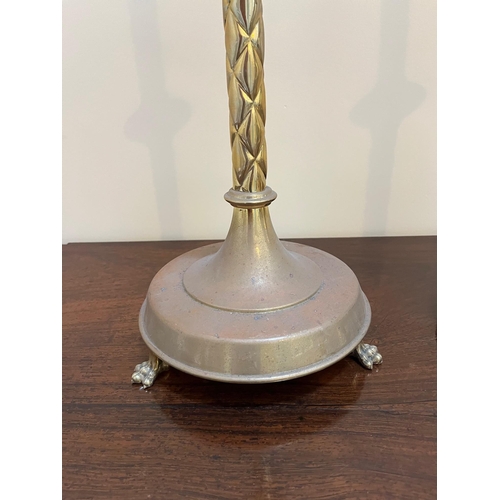 182 - Pair of Gothic Brass Candle Stands (23 cm W x 68 cm H)