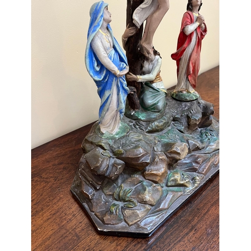 186 - Devotion to Christ on the Cross, Plaster Group (40 cm W x 53 cm H x 24 cm H)