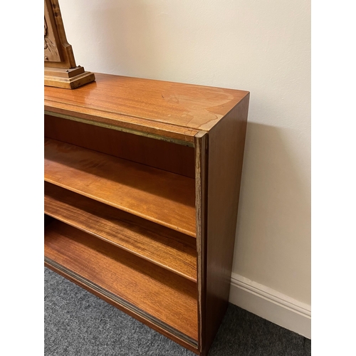 188 - Mid Century Teak Open Bookcase with Adjustable Shelves and Sliding Doors (95 cm W x 87 cm H x 24 cm ... 