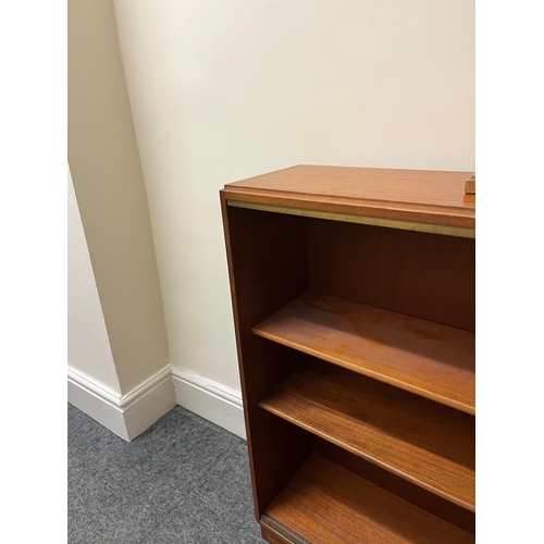 188 - Mid Century Teak Open Bookcase with Adjustable Shelves and Sliding Doors (95 cm W x 87 cm H x 24 cm ... 