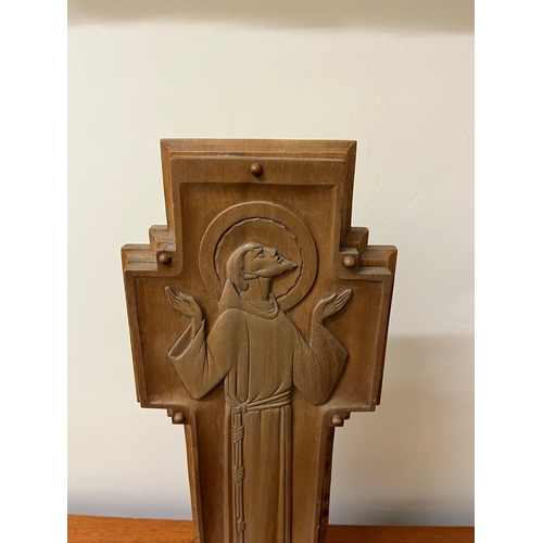 189 - Carved Cross with St. Francis (19 cm W x 46 cm H x 9 cm D)