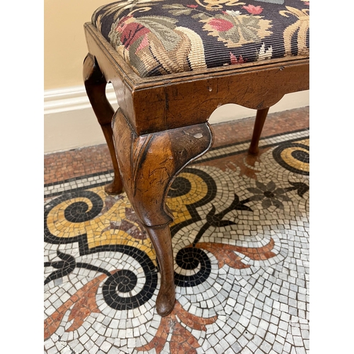 193 - Georgian Style Walnut Stool with Tapestry Drop in Seat (54 cm W x 50 cm H x 45 cm D)