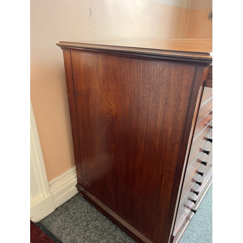 194 - Fine Early 19th Century Map or Ordnance Sheet Chest in Mahogany, Cedar Lined with 13 Drawers, Origin... 