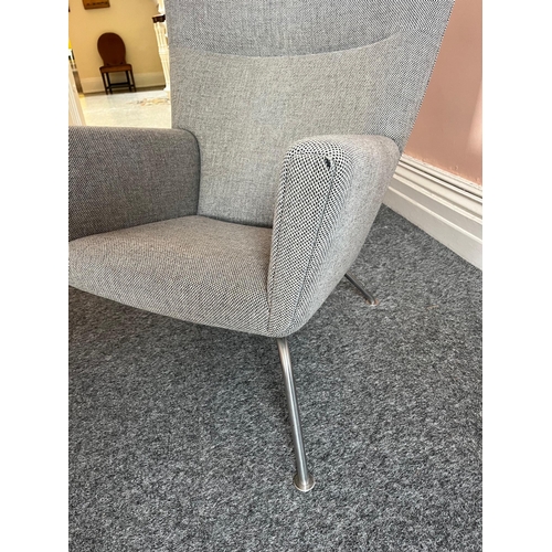 200 - Contemporary Mid Century Design Chair with Textured Fabric on Chrome Legs (80 cm W x 102 cm H x 80 c... 