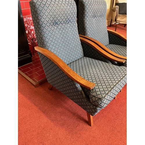 212 - Pair of Mid Century Upholstered Armchairs with Out Swept Arms (61 cm W x 94 cm H x 95 cm D)