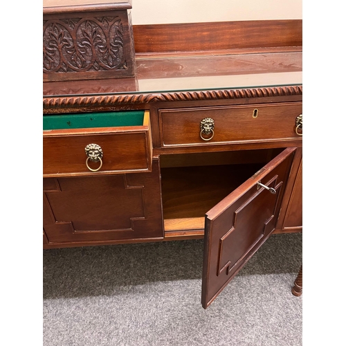 219 - Regency Design Mahogany Side Board with Inverted Top on Cupboard (215 cm W x 100 cm H x 55 cm H)