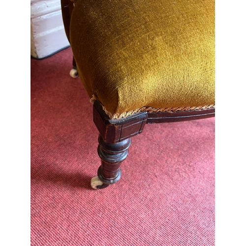 220 - Victorian Walnut Ladies Chair with Velvet Upholstery (60 cm W x 90 cm H x 60 cm D)