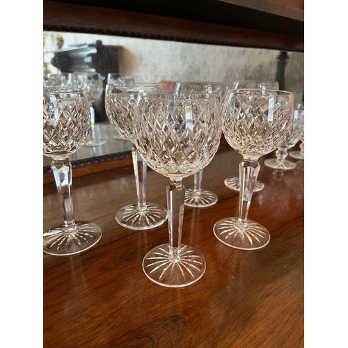 222 - Waterford Crystal Set of Six Wine Glasses and Five Water Glasses (Wine 20 cm H)