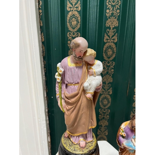 231 - Two Small Statues of St. Joseph with Baby Jesus (Tallest 35 cm H)