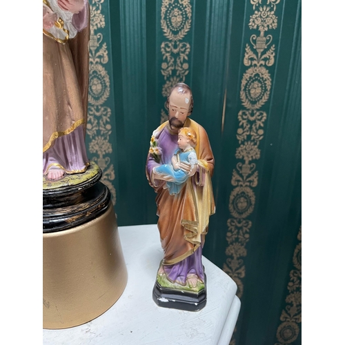 231 - Two Small Statues of St. Joseph with Baby Jesus (Tallest 35 cm H)