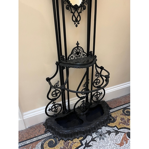 232 - Decorative Victorian Wrought Iron Coat and Umbrella Stand (97 cm W x 220 cm H x 45 cm D)