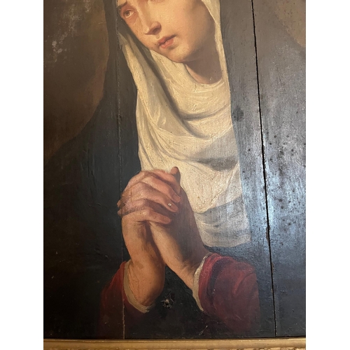 242 - 18th Century Oil on Panel Painting of a Praying Nun (76 cm W x 90 cm H)