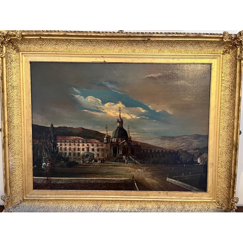 245 - Large Oil on Canvas with Ornate Frame, Basilica De Loyola, Signed and Dated (114 cm W x 94 cm H)