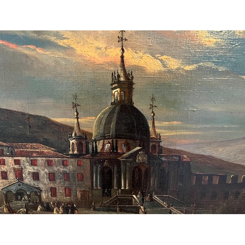 245 - Large Oil on Canvas with Ornate Frame, Basilica De Loyola, Signed and Dated (114 cm W x 94 cm H)