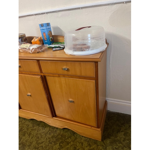 251 - Three Door Side Cabinet and a Formica Top Vintage Table (143 cm W x 90 cm H x 40 cm D)