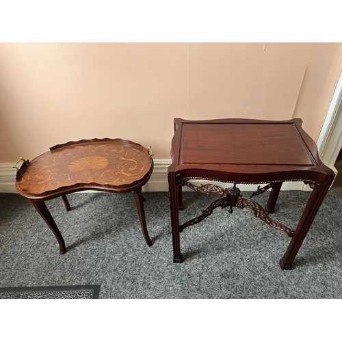 259 - Chippendale Style Occasional Mahogany Table and an Edwardian Tray Top Table (as found) Tray (64 cm W... 