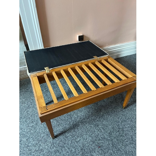 262 - Vintage Stool/Luggage Rack with Leather Upholstered Top (86 cm W x 50 cm H x 47 cm D)