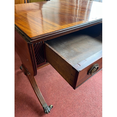 285 - Regency Mahogany Sofa Table with Rosewood Crossbanded Top, Ebony Stringing Throughout and  Brass Cas... 