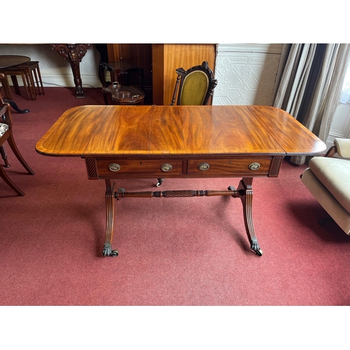 285 - Regency Mahogany Sofa Table with Rosewood Crossbanded Top, Ebony Stringing Throughout and  Brass Cas... 