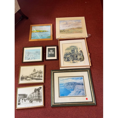 291 - Collection of Paintings and Prints of Irish Interest (Largest 50 cm W x 41 cm H)