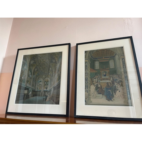 297 - By The Arundel Press, Two Framed and Mounted Chromographs, Italian Interior (Largest 59 cm W x 74 cm... 