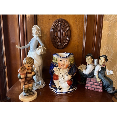 300 - Toby Jug, Hummel, Lladro, Laurel and Hardy Group (Largest 28 cm H)