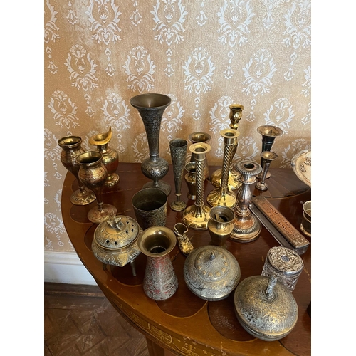 301 - Large Collection of Brass and Silver Plate including Tea Set