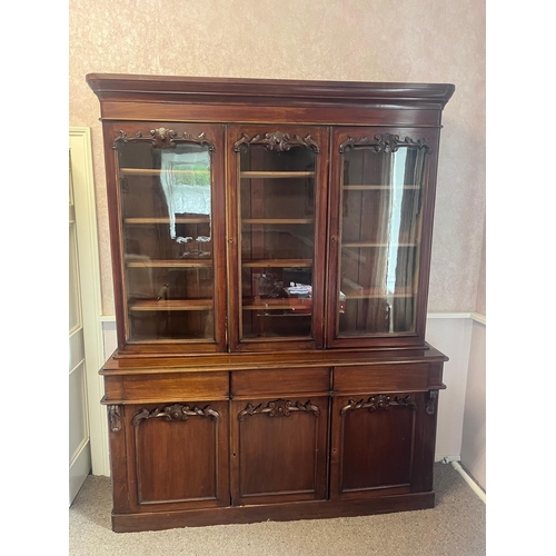 312 - Victorian Mahogany Three Door Bookcase (183 cm W x 230 cm H x 50 cm D)