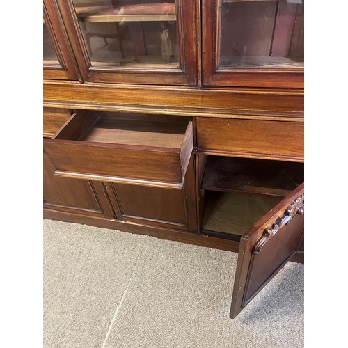 312 - Victorian Mahogany Three Door Bookcase (183 cm W x 230 cm H x 50 cm D)