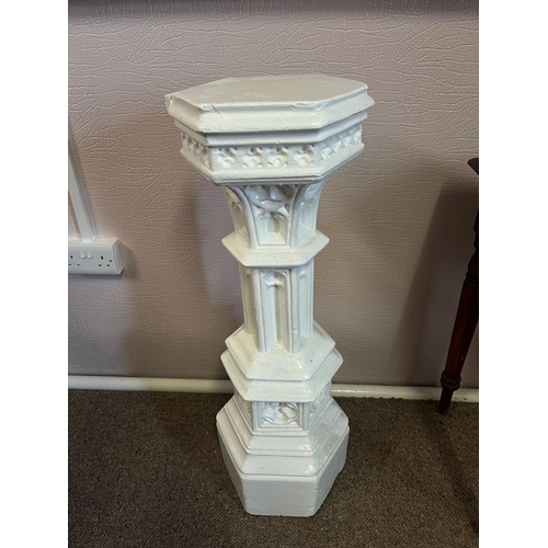 318 - Gothic Design Plaster Pedestal (31 cm W x 92 cm H)