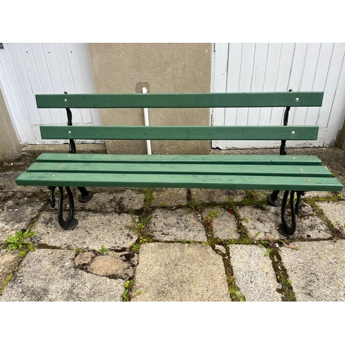 324 - Garden Bench with Serpent Wrought Iron Design (181 cm W x 80 cm H x 55 cm D)