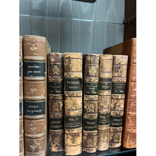 341 - Three Part Sets of Leather Bound Books, including Waverley Novels