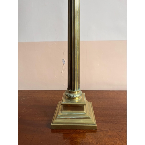 346 - Regency Brass Oil Lamp with Corinthian Column and a Cut Glass Bowl (64 cm H)