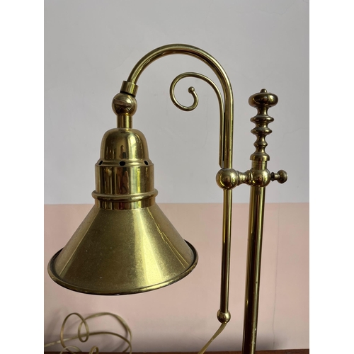 348 - Brass Students Lamp with Adjustable Shade (53 cm H )