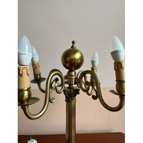 349 - Four Branch Brass Occasional Lamp, Canton and Brass Lamp and an Aynsley Lamp (Tallest 55 cm H)