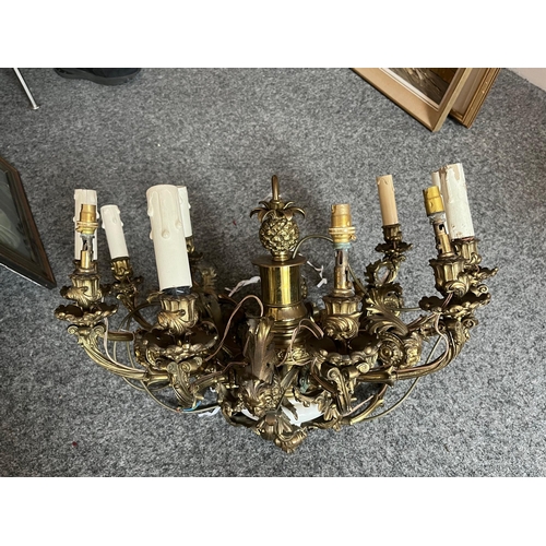 351 - Regency Cast Brass Centre Light with Porcelain Centre (70 cm W x 50 cm H)