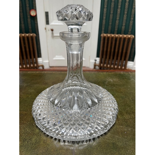 353 - Galway Crystal Ships Decanter and a Swedish Circular Decanter (Galway 20 cm W x 24 cm H)