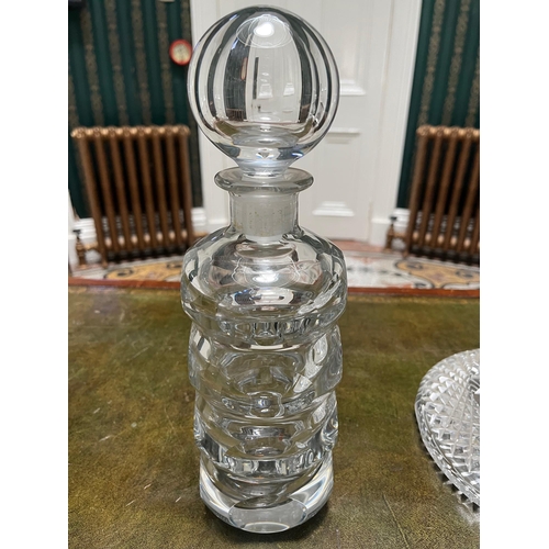 353 - Galway Crystal Ships Decanter and a Swedish Circular Decanter (Galway 20 cm W x 24 cm H)