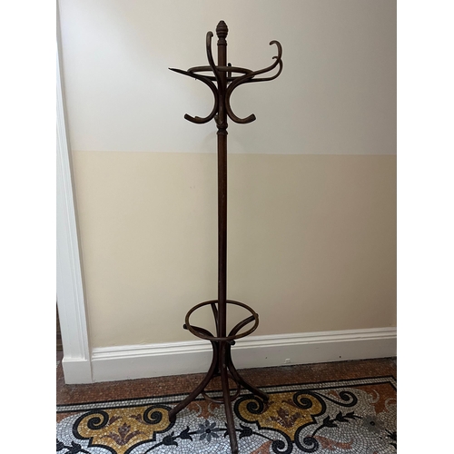 354 - Vintage Bentwood Tall Coat and Umbrella Stand (Damage to Two Hooks) (195 cm H)