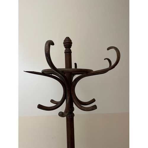 354 - Vintage Bentwood Tall Coat and Umbrella Stand (Damage to Two Hooks) (195 cm H)