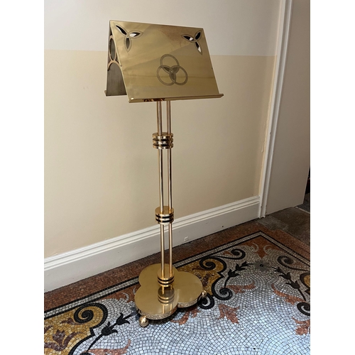 356 - Art Deco Brass Double Sided Lectern (43 cm W x 136 cm H x 36 cm D)