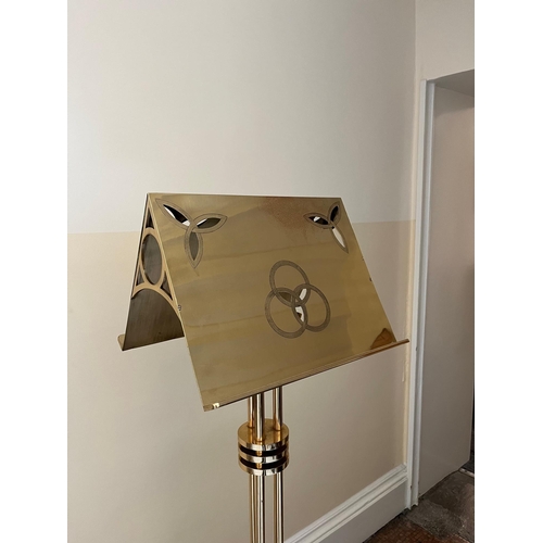 356 - Art Deco Brass Double Sided Lectern (43 cm W x 136 cm H x 36 cm D)