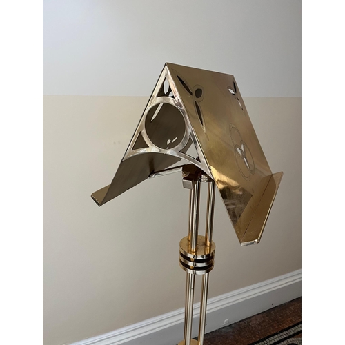 356 - Art Deco Brass Double Sided Lectern (43 cm W x 136 cm H x 36 cm D)