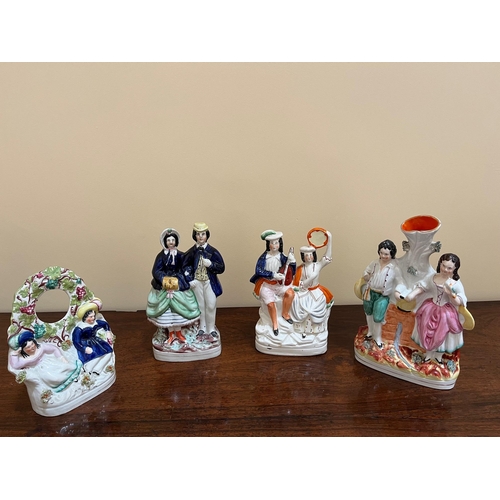 359 - Four Staffordshire Figure Groups (Tallest 40 cm W x 80 cm H)