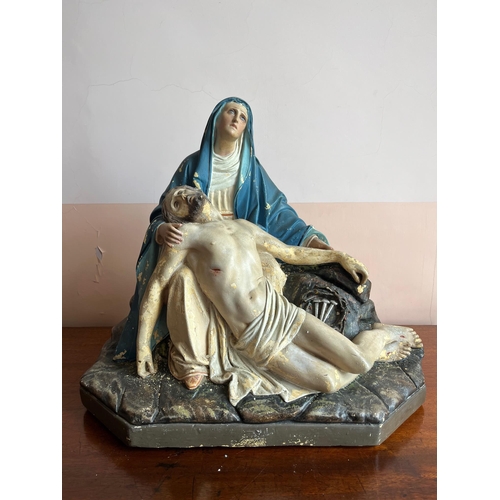 361 - Plaster Figure of The Pieta, P. Ceppi & Sons Dublin (56 cm W x 52 cm H x 33 cm D)