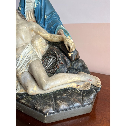 361 - Plaster Figure of The Pieta, P. Ceppi & Sons Dublin (56 cm W x 52 cm H x 33 cm D)