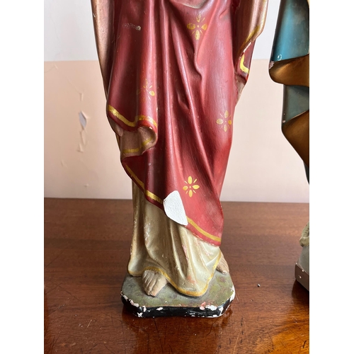 362 - Three Religious Statues, Our Lady, The Sacred Heart and Joseph with Jesus (Tallest 63 cm H)