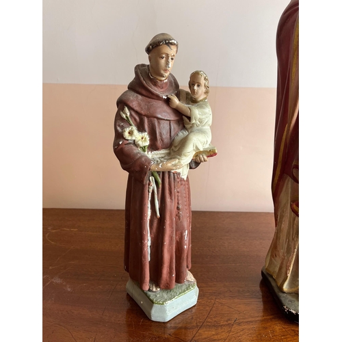 362 - Three Religious Statues, Our Lady, The Sacred Heart and Joseph with Jesus (Tallest 63 cm H)