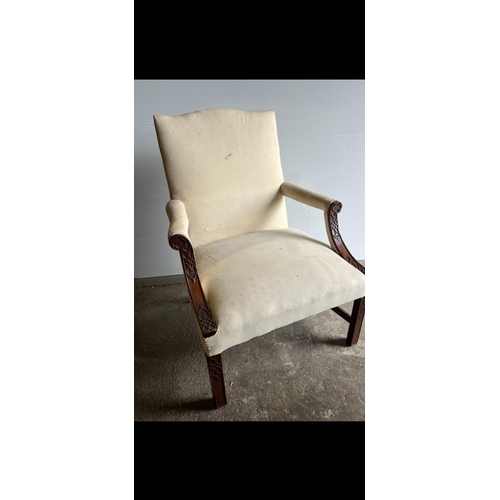 366 - Chinese Chippendale Mahogany Gainsborough Chair (74 cm W x 97 cm H x 72 cm D)